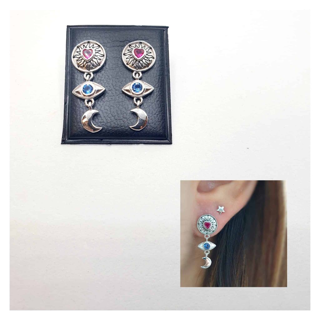 Pendientes mystic de plata de ley