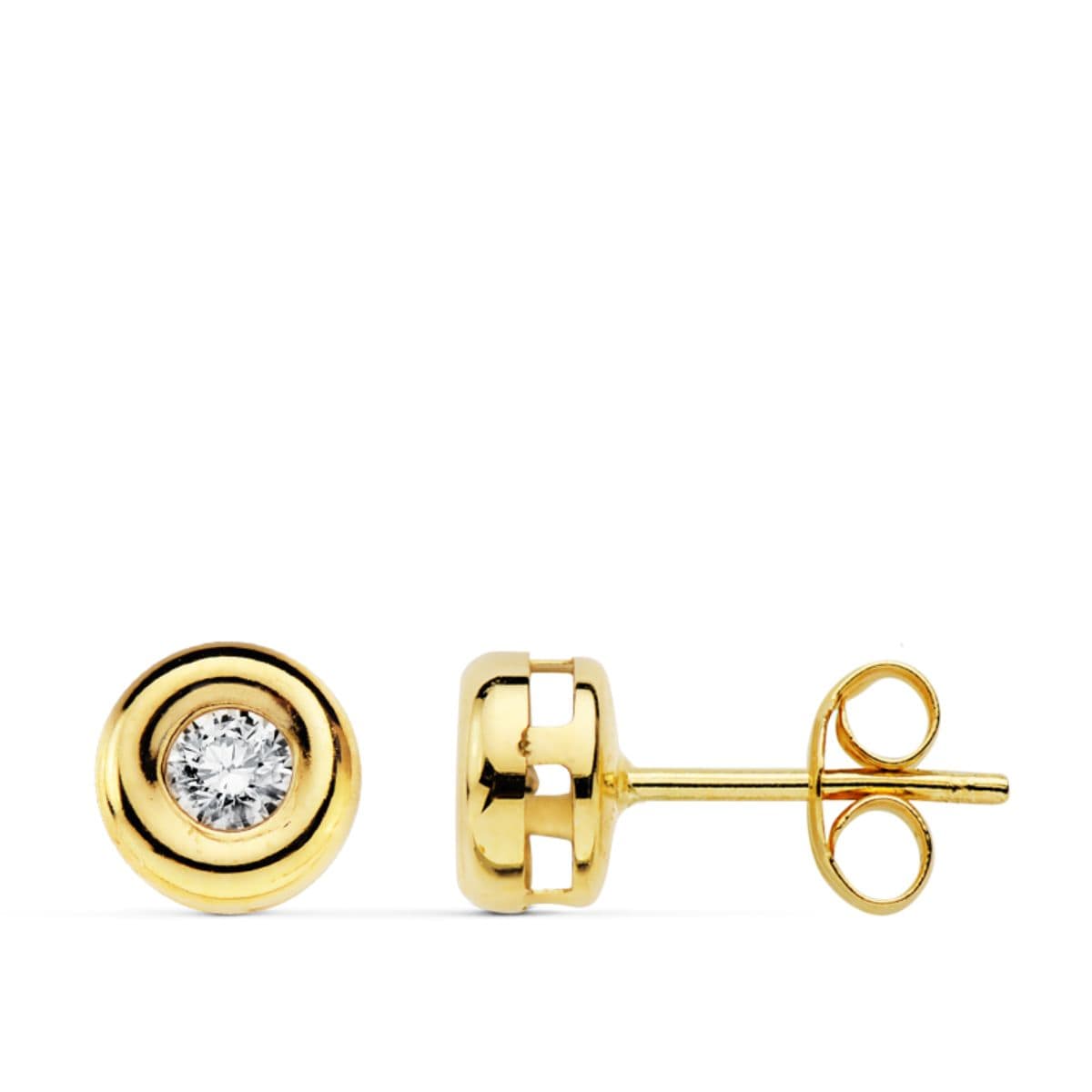 Pendientes Chaton con 2 Diamantes 0,22 Qts. Si-h. de oro amarillo 18K