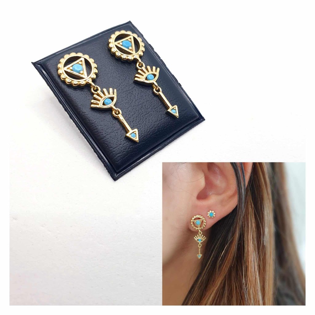 Pendientes boho oro de 14 quilates