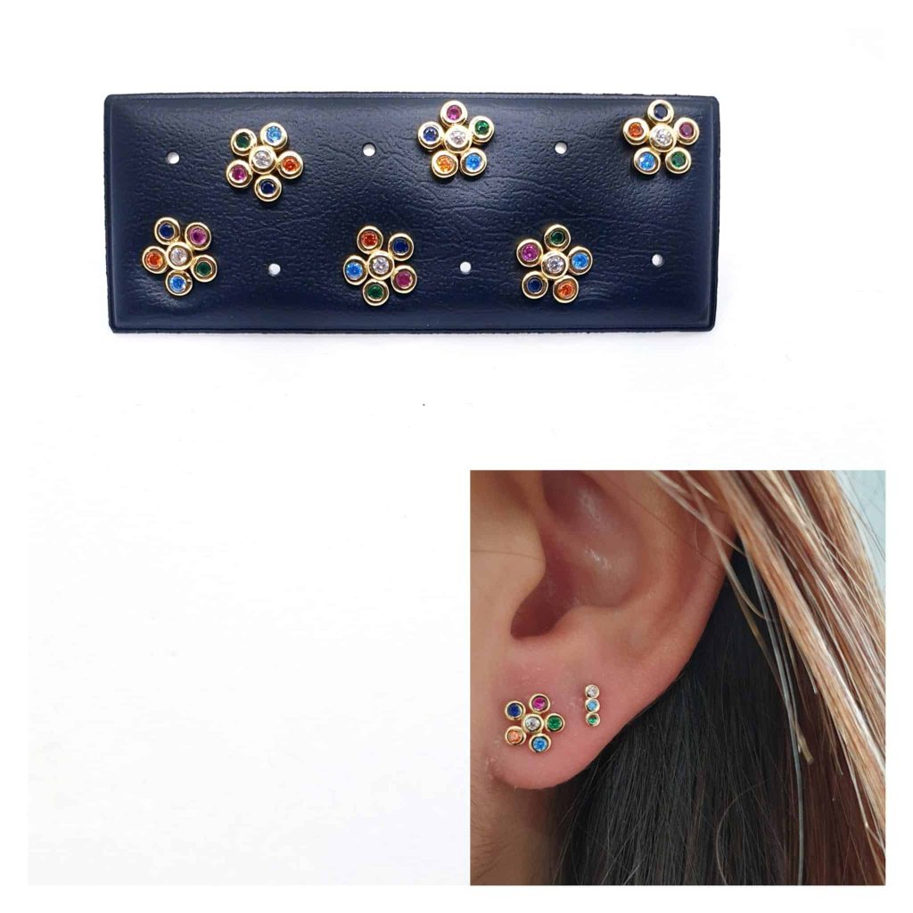 Pendientes flor oro de 14 quilates