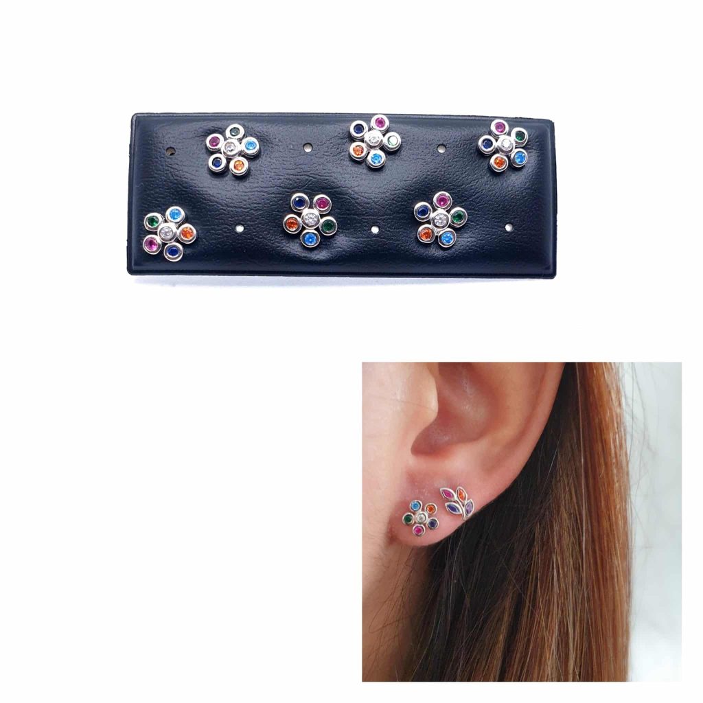 Pendientes flor color de plata de ley