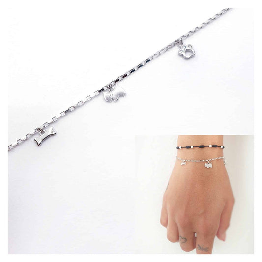 Pulsera mascota perrito de plata de ley