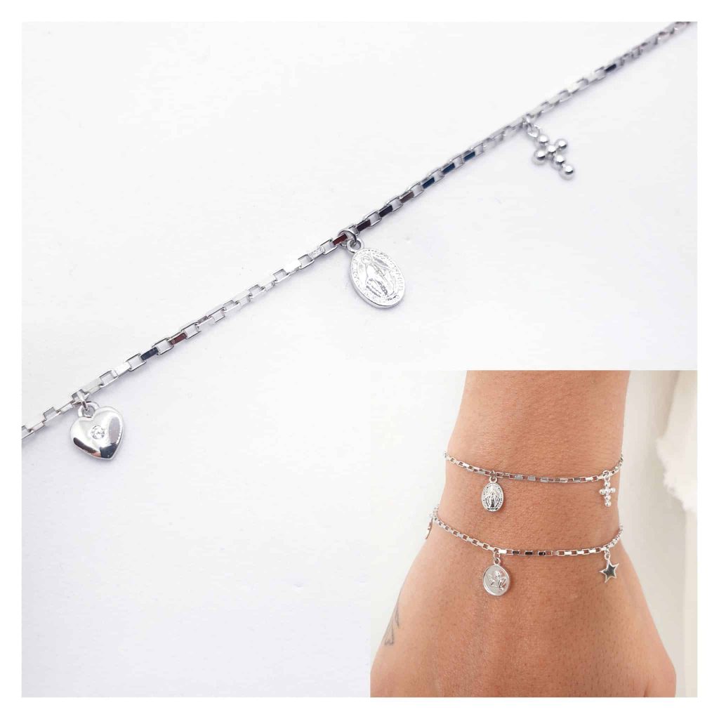 Pulsera Fe de plata de ley
