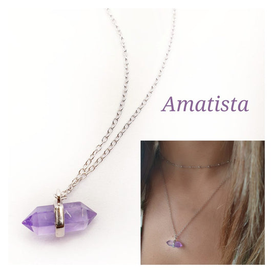 Collar piedra natural amatista