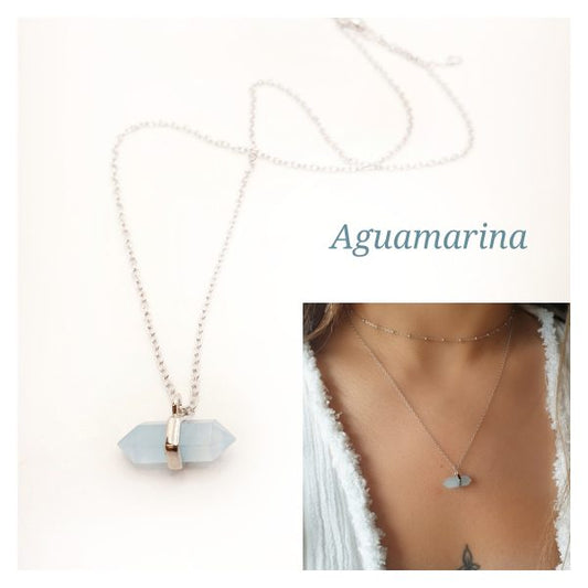 Collar piedra natural Aguamarina
