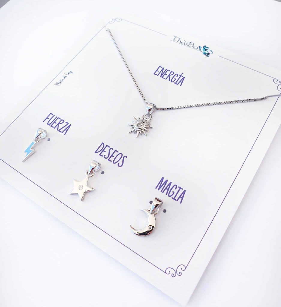 Collar cuatro en uno Energía de plata de ley
