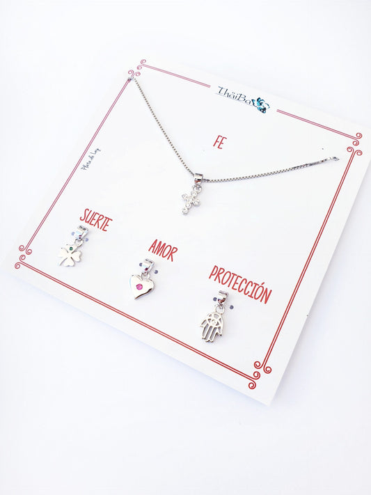 Collar plata cuatro en uno Fe
