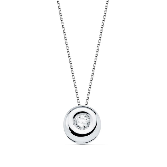 18K GARGANTILLA ORO BLANCO CHATON 7MM DIAMANTE LABORATORIO 3,40MM 0,150 QTS. G-VS2 CADENA 42CM