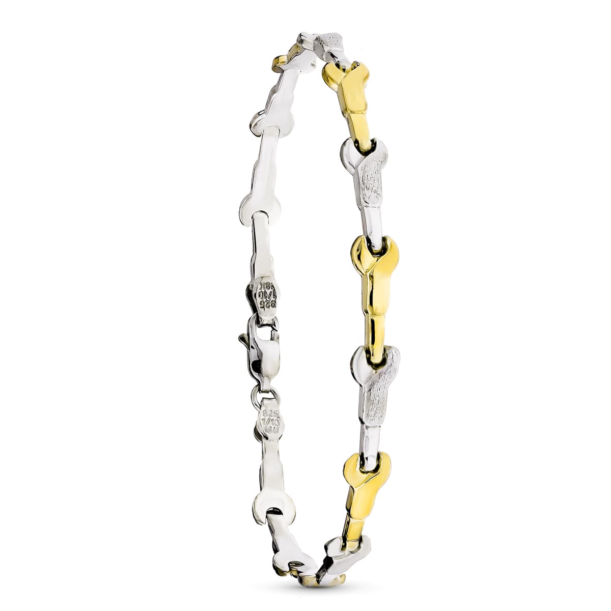 18K PULSERA ESTAMPADA ORO AMARILLO Y PLATA
