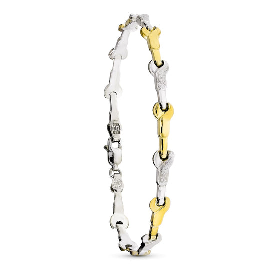 18K PULSERA ESTAMPADA ORO AMARILLO Y PLATA