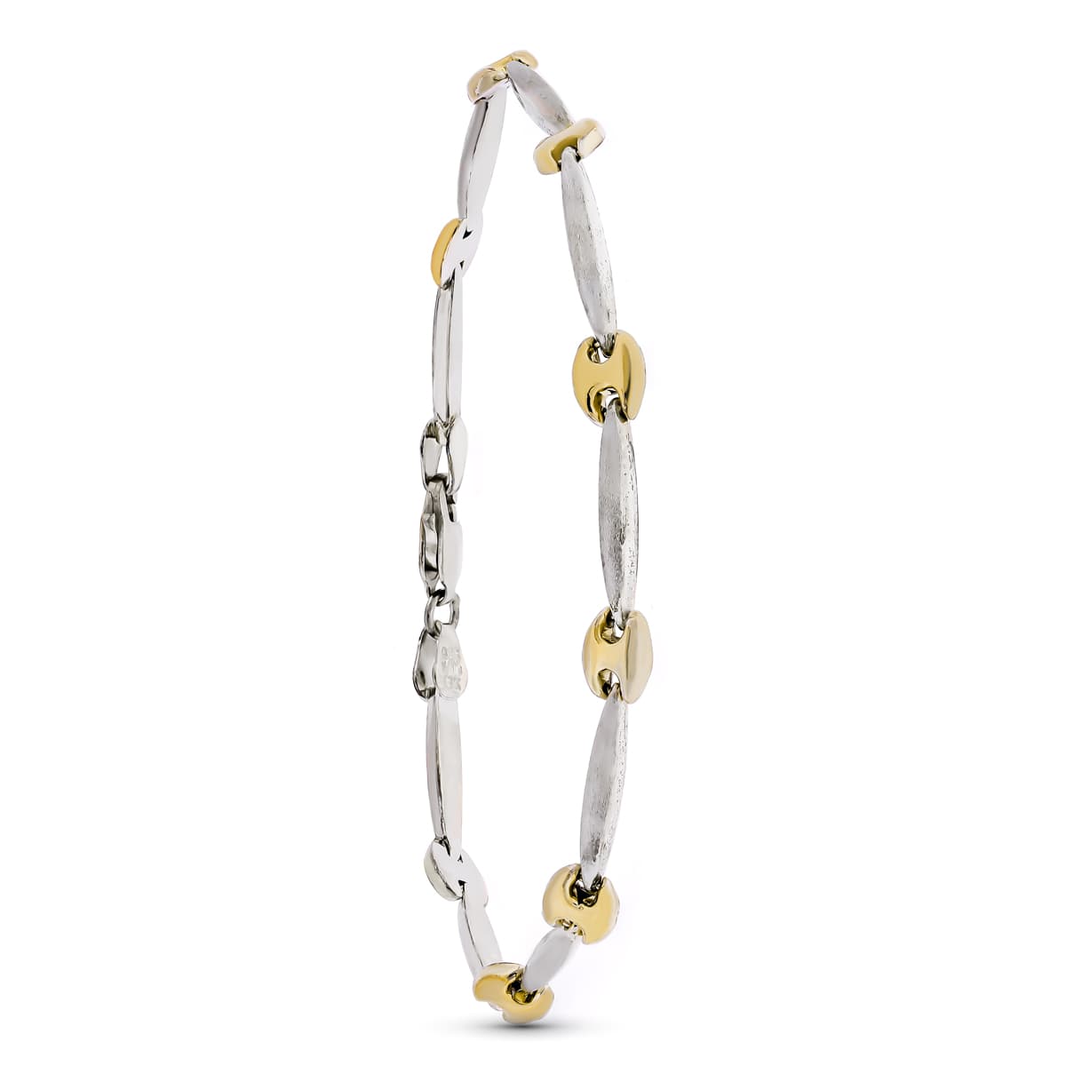 18K PULSERA ESTAMPADA ORO AMARILLO Y PLATA