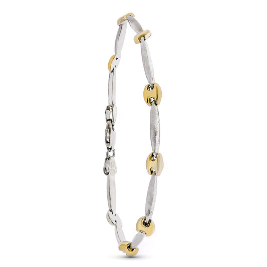 18K PULSERA ESTAMPADA ORO AMARILLO Y PLATA