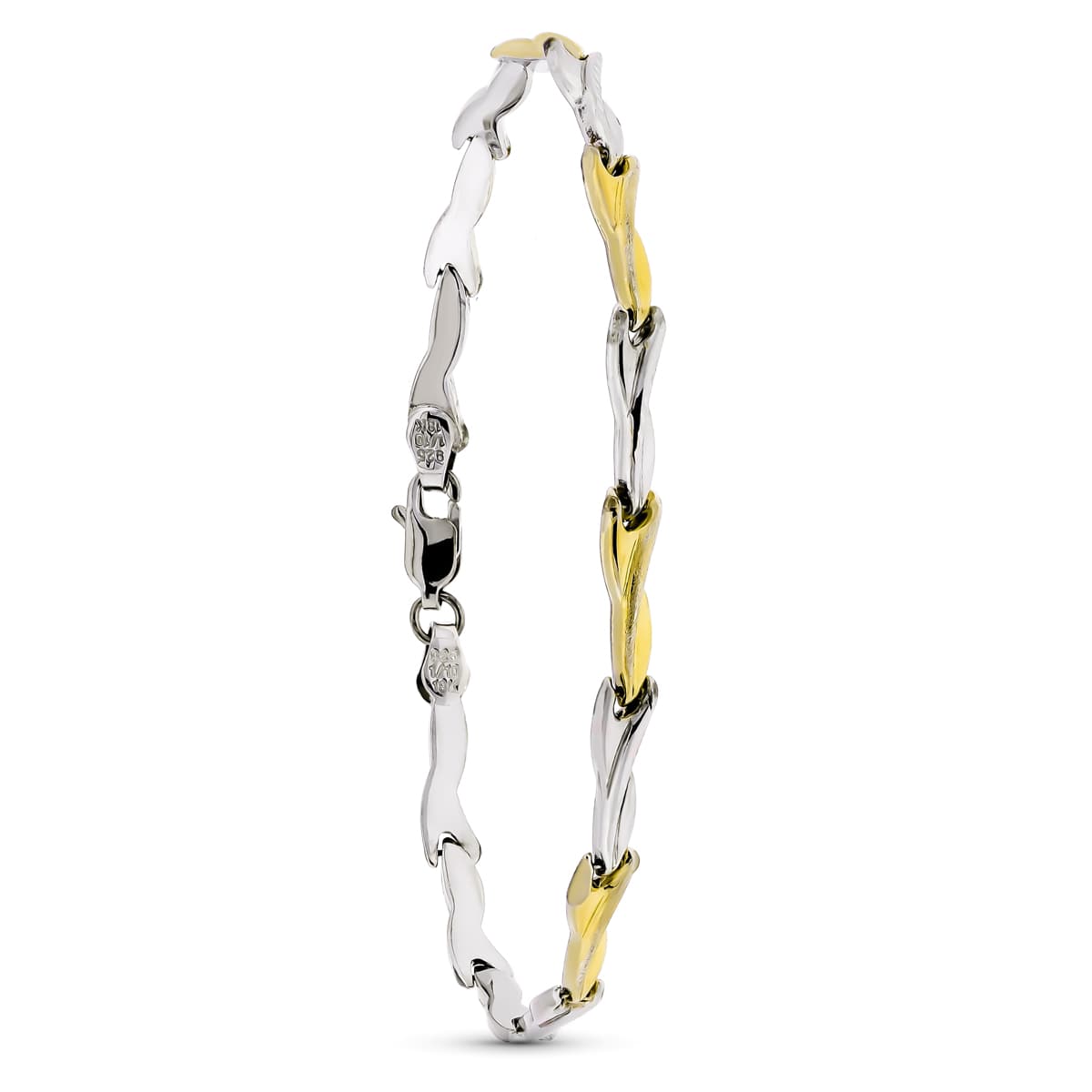 18K PULSERA ESTAMPADA ORO AMARILLO YPLATA