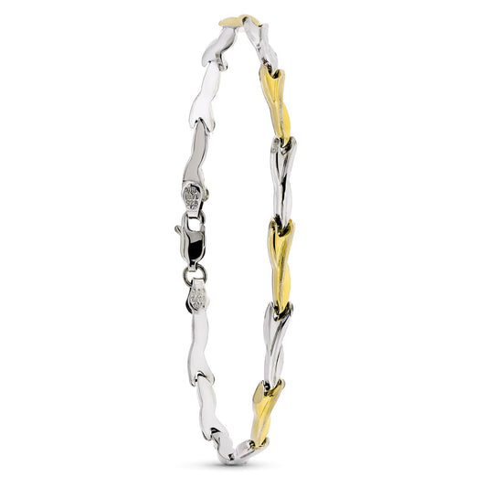 18K PULSERA ESTAMPADA ORO AMARILLO YPLATA