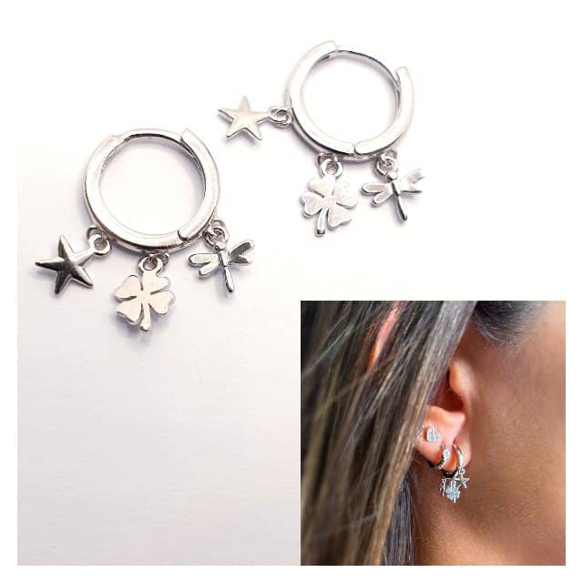 Pendientes Nature de plata de ley