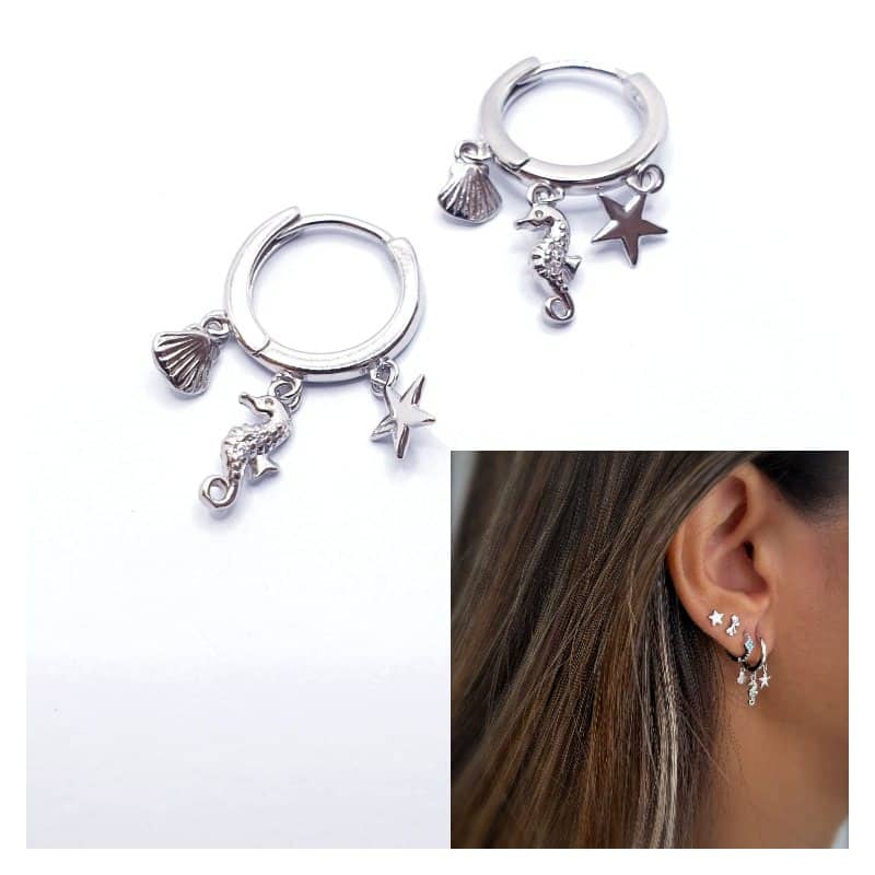 Pendientes Mar de plata de ley