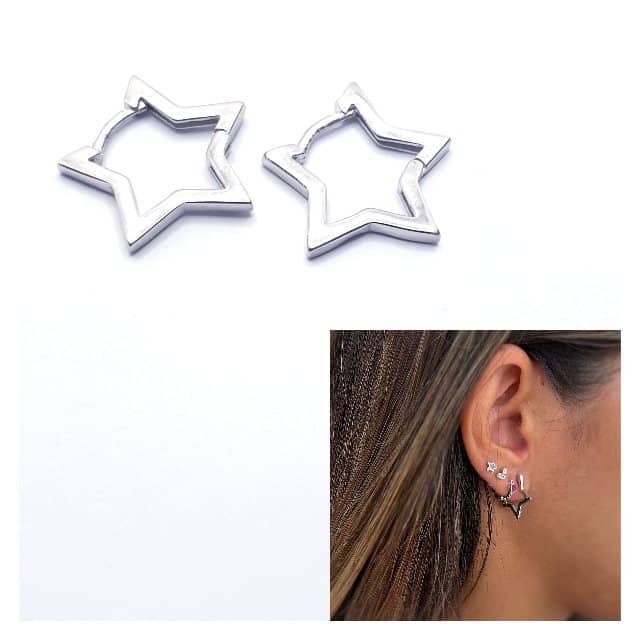 Pendientes Star de plata de ley - Joyería Zafir