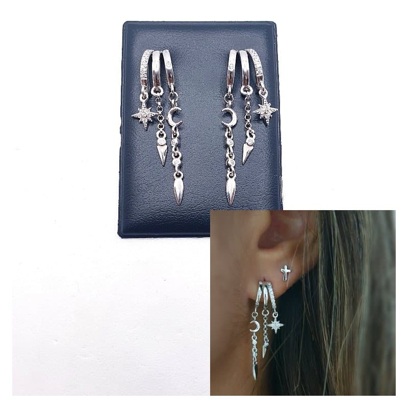 Pendientes Rock de plata de ley