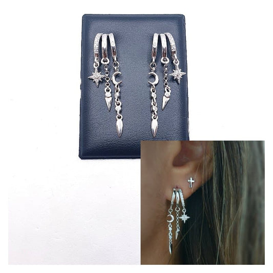 Pendientes Rock de plata de ley - Joyería Zafir