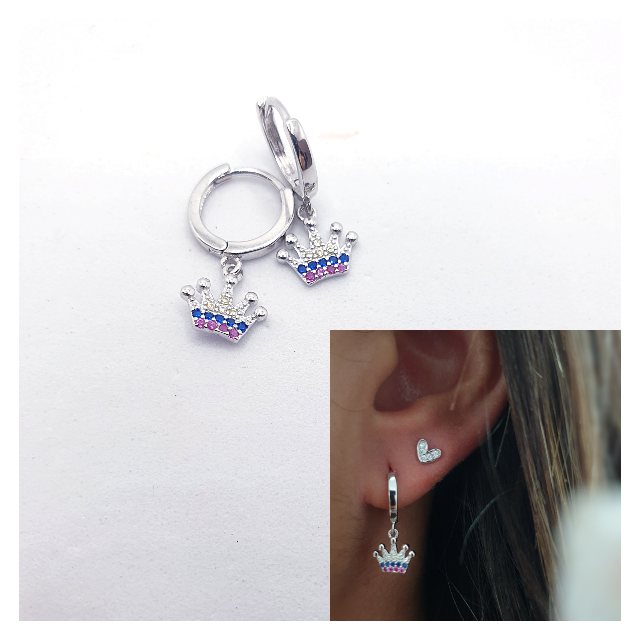 Pendientes Queen de plata de ley