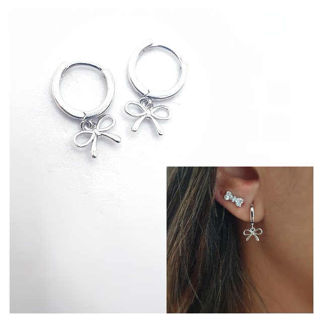 Pendientes coquette aro de plata de ley