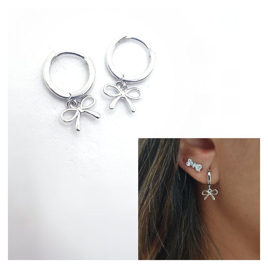 Pendientes coquette aro de plata de ley - Joyería Zafir