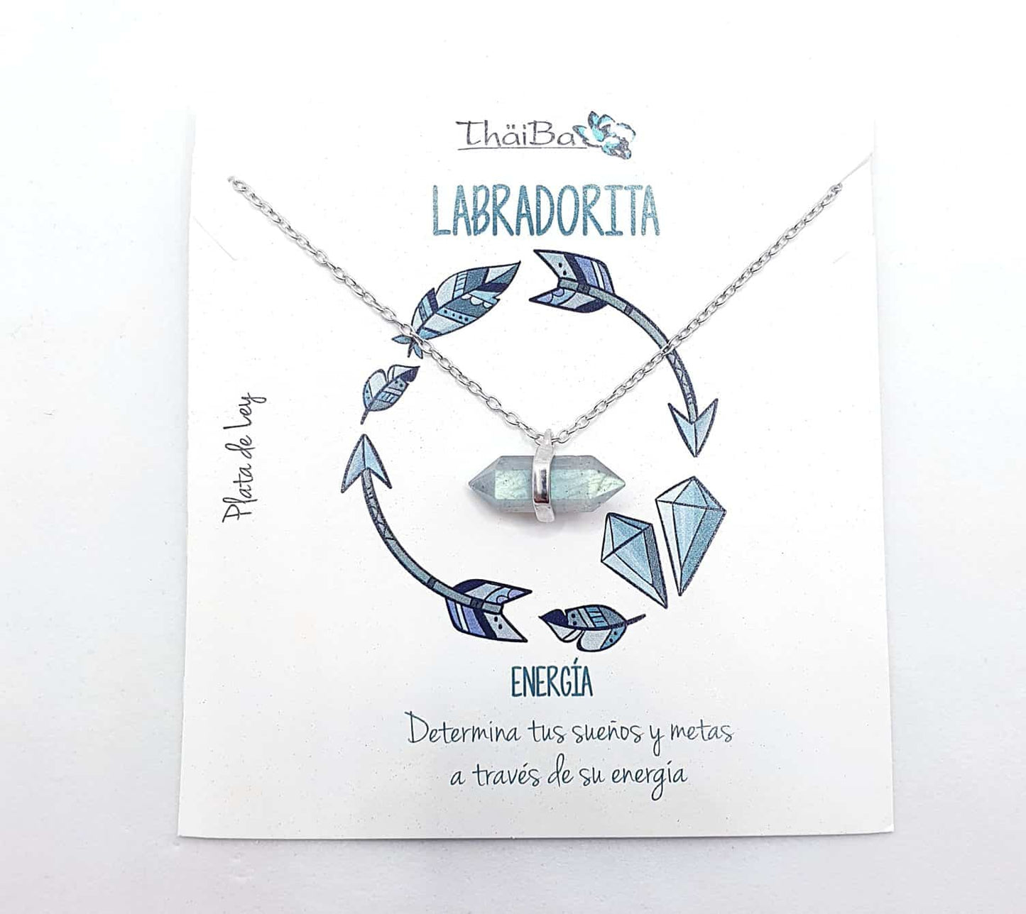 Collar labradorita prisma de plata de ley