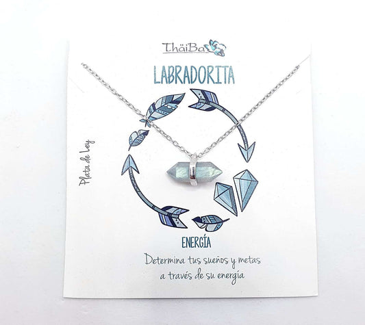 Collar labradorita prisma de plata de ley