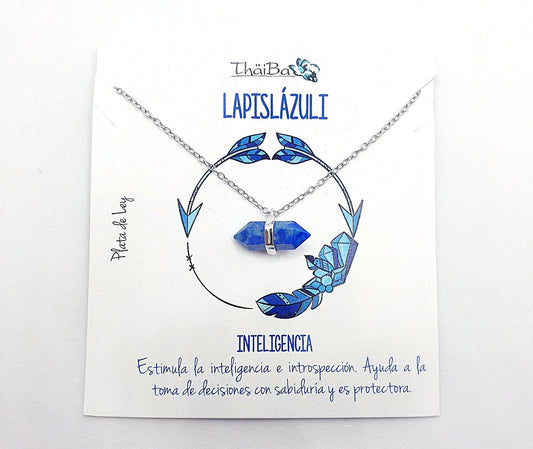 Collar piedra lapislázuli prisma de plata de ley