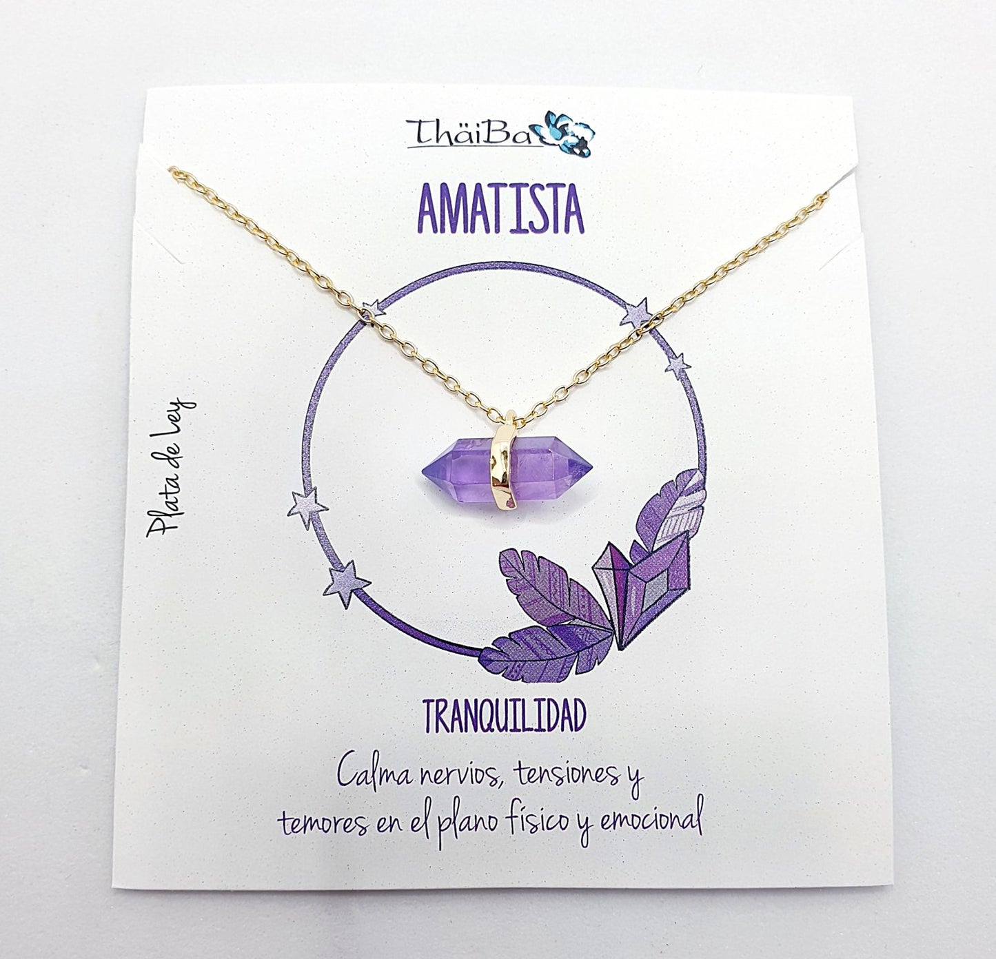 Collar amatista oro prisma