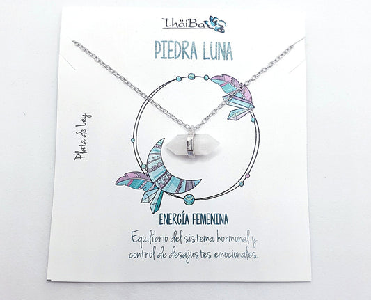 Collar piedra luna prisma de plata de ley