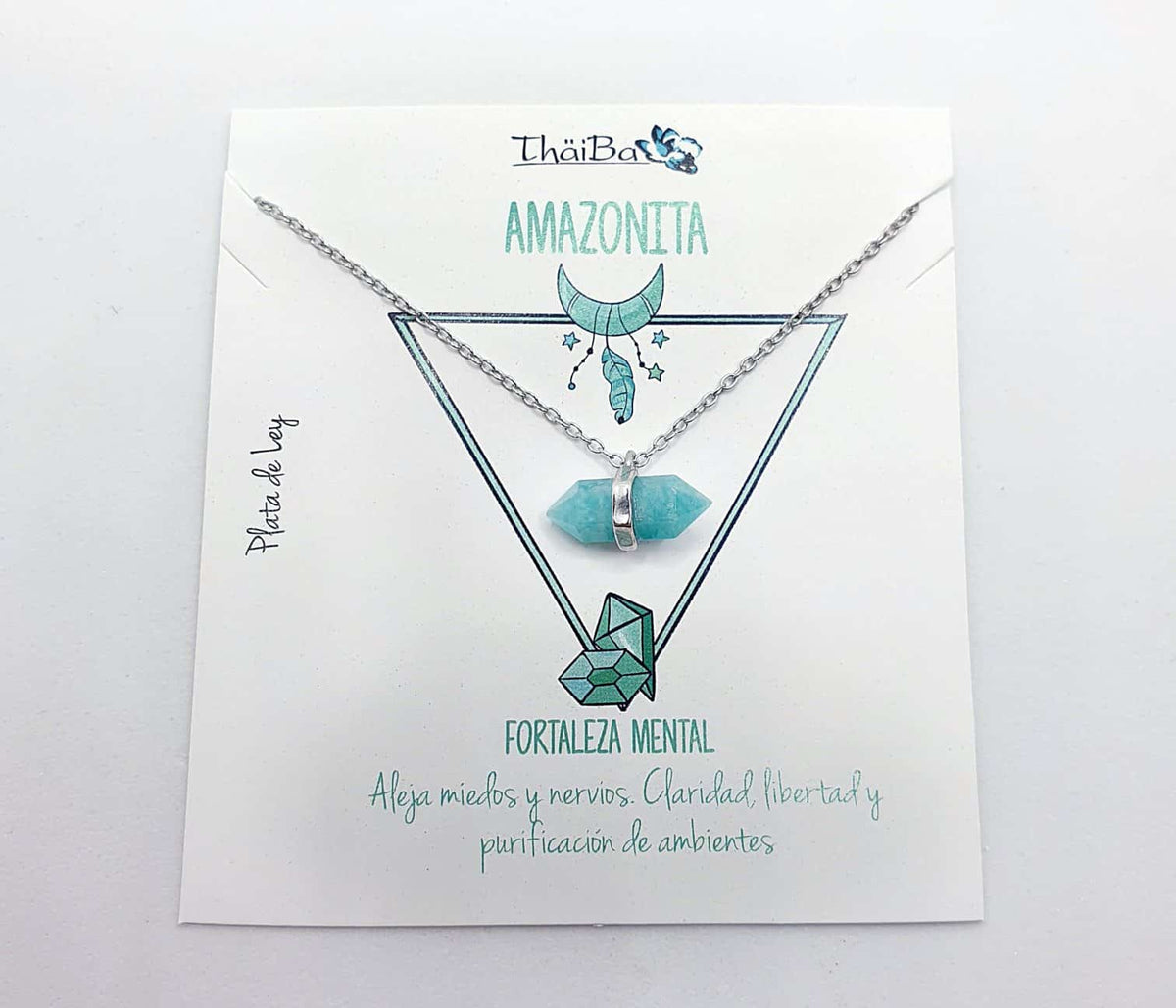 Collar amazonita prisma de plata de ley - Joyería Zafir