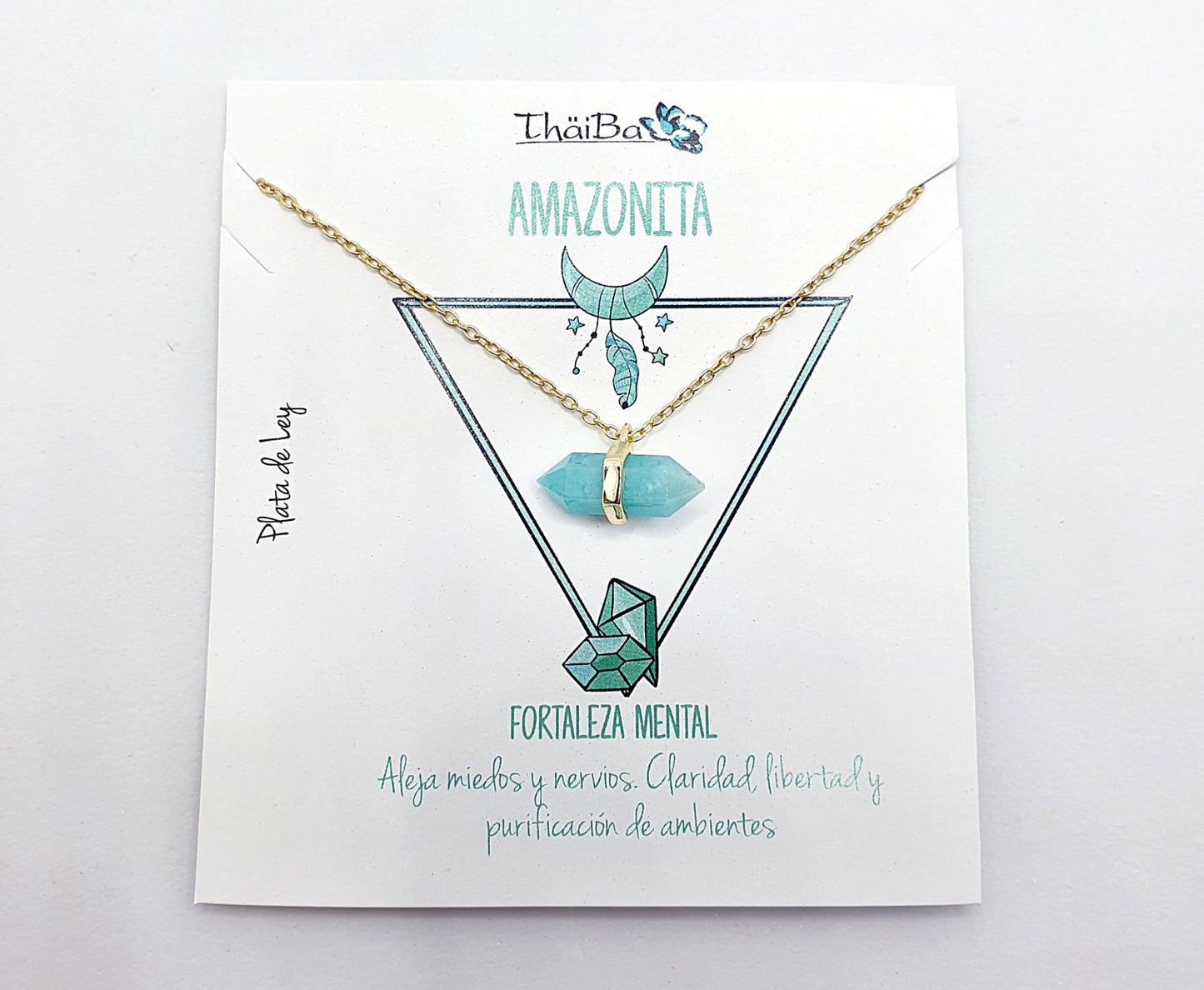 Collar amazonita prisma oro
