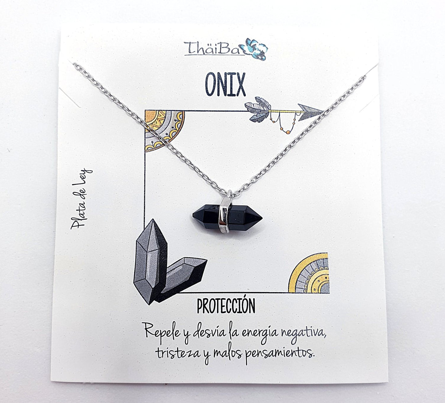 Collar ónix prisma de plata de ley