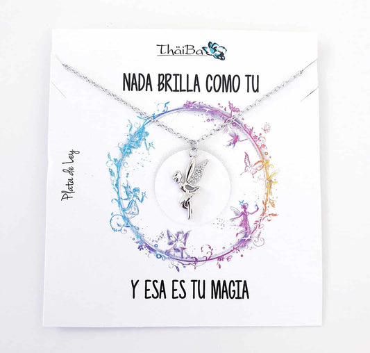 Collar hada mágica de plata de ley