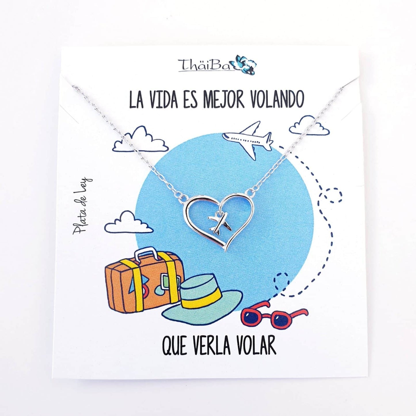 Collar viajera de plata de ley