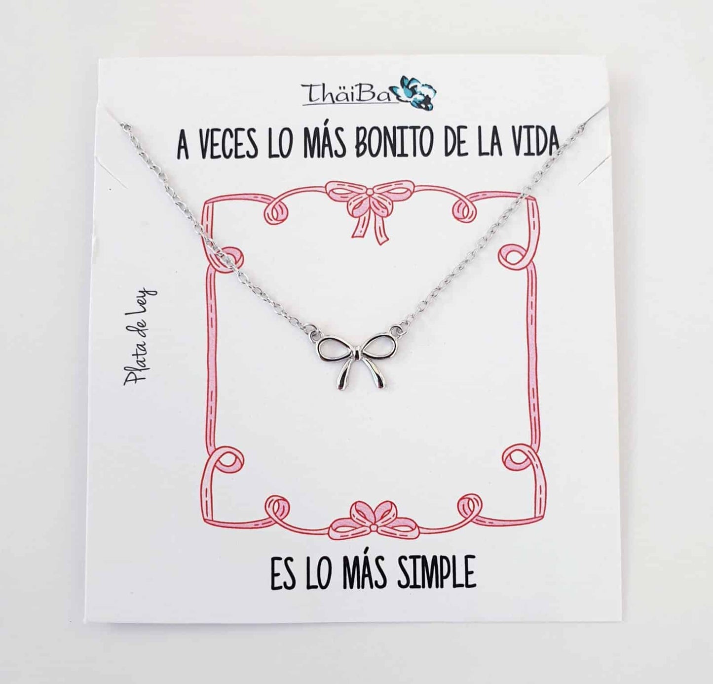 Collar lazo coquette de plata de ley
