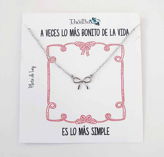 Collar lazo coquette de plata de ley
