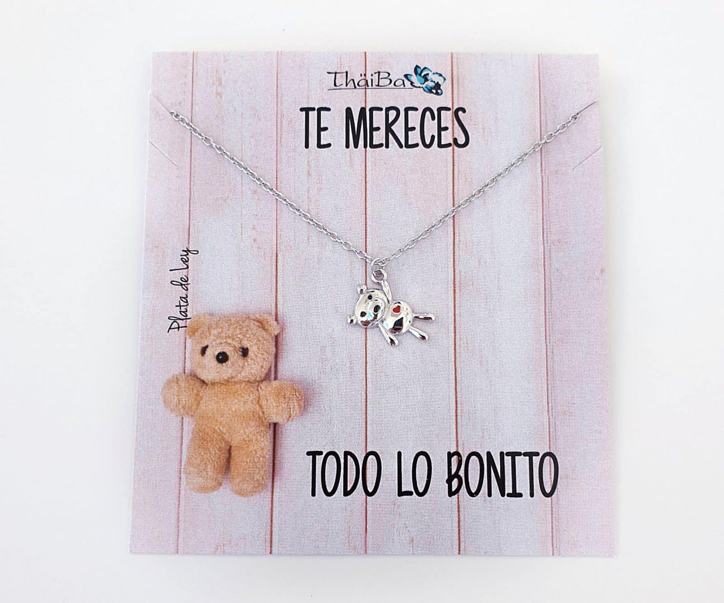Collar osito de plata de ley