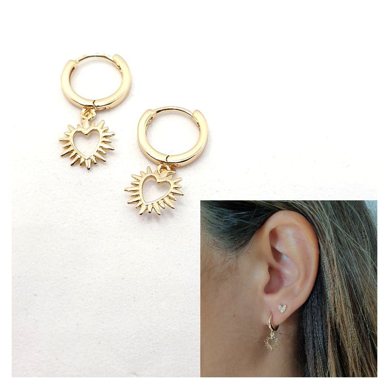 Pendientes Sagrado corazón oro de 14 quilates