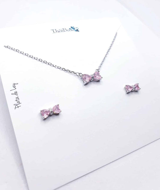 Set coquette rosa de plata de ley