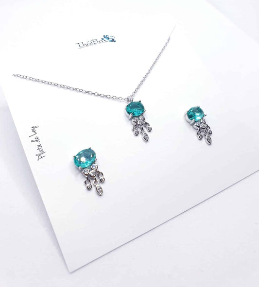 Set luxury verde agua de plata de ley