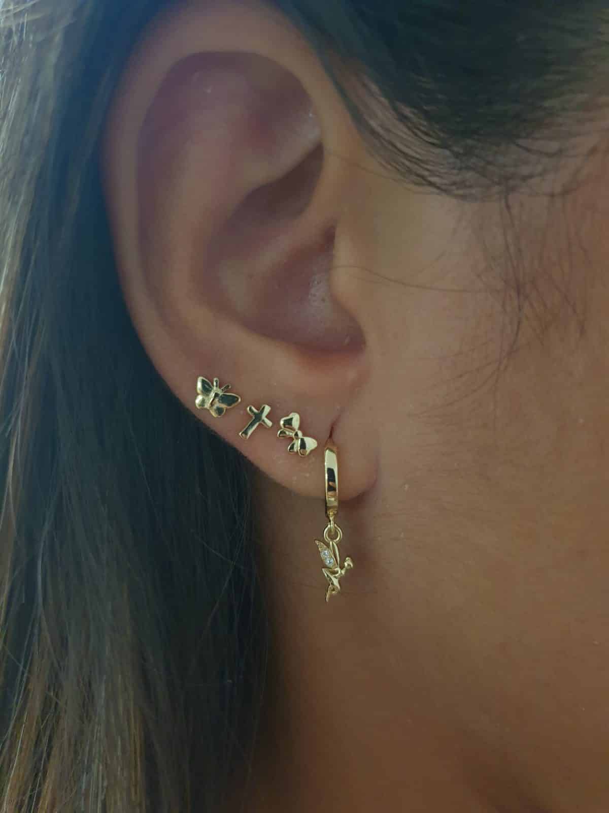 Pendientes Hada oro de plata de ley