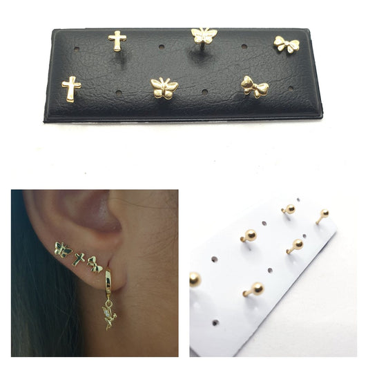 Pendientes rosca sweet de plata de ley con baño de oro de 14 quilates - Joyería Zafir