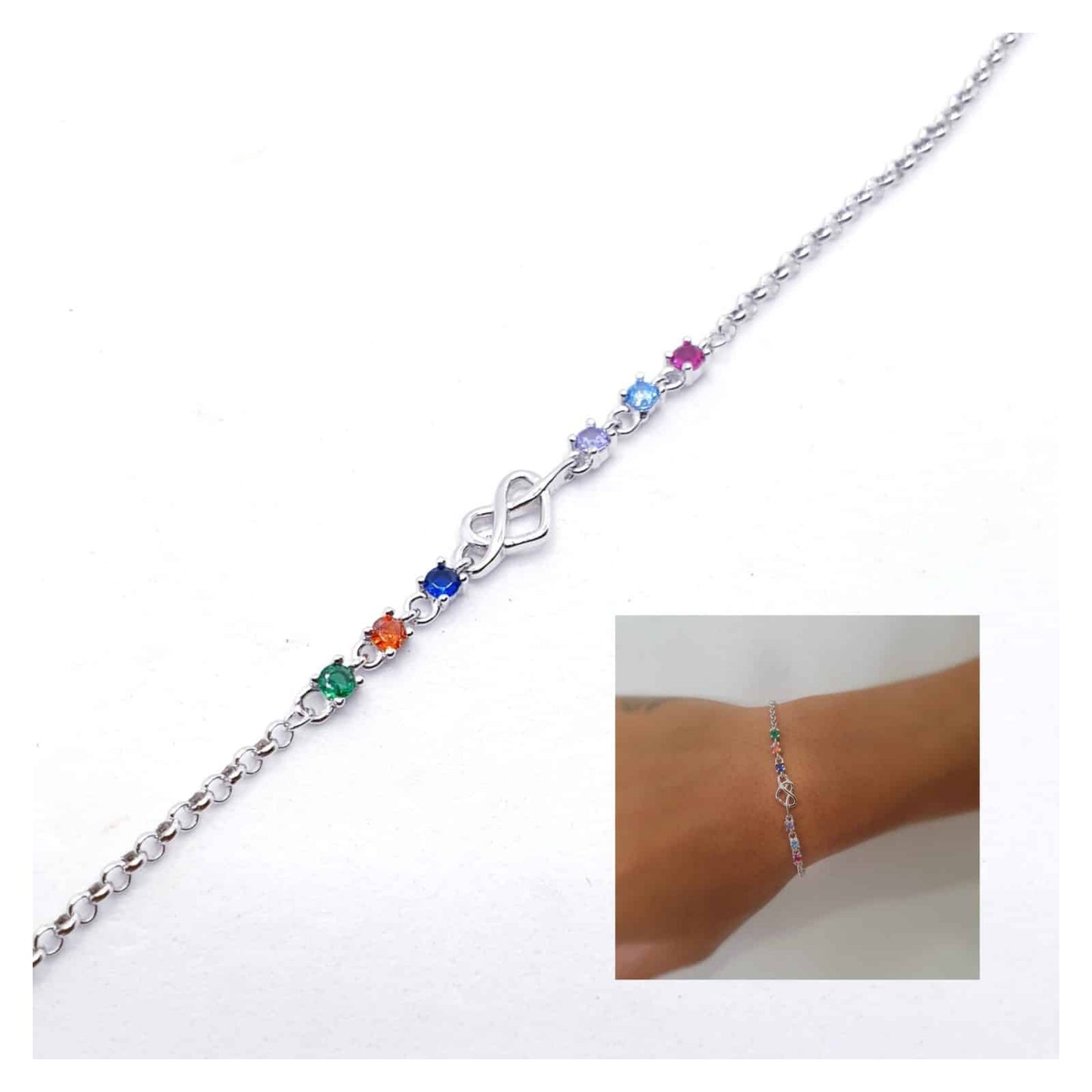 Pulsera corazón infinito de plata de ley