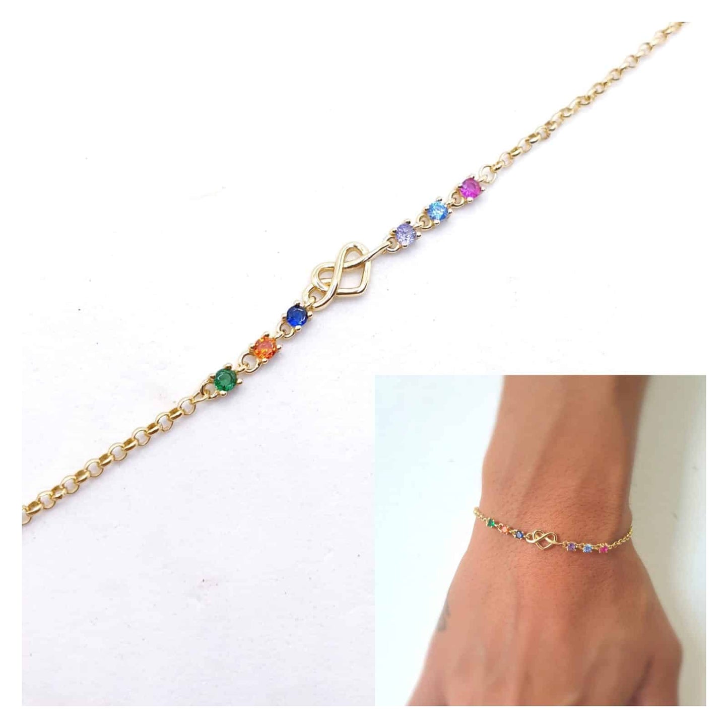 Pulsera corazón infinito oro de 14 quilates