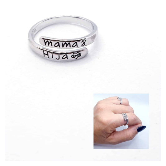 Anillo mama e hija de plata de ley