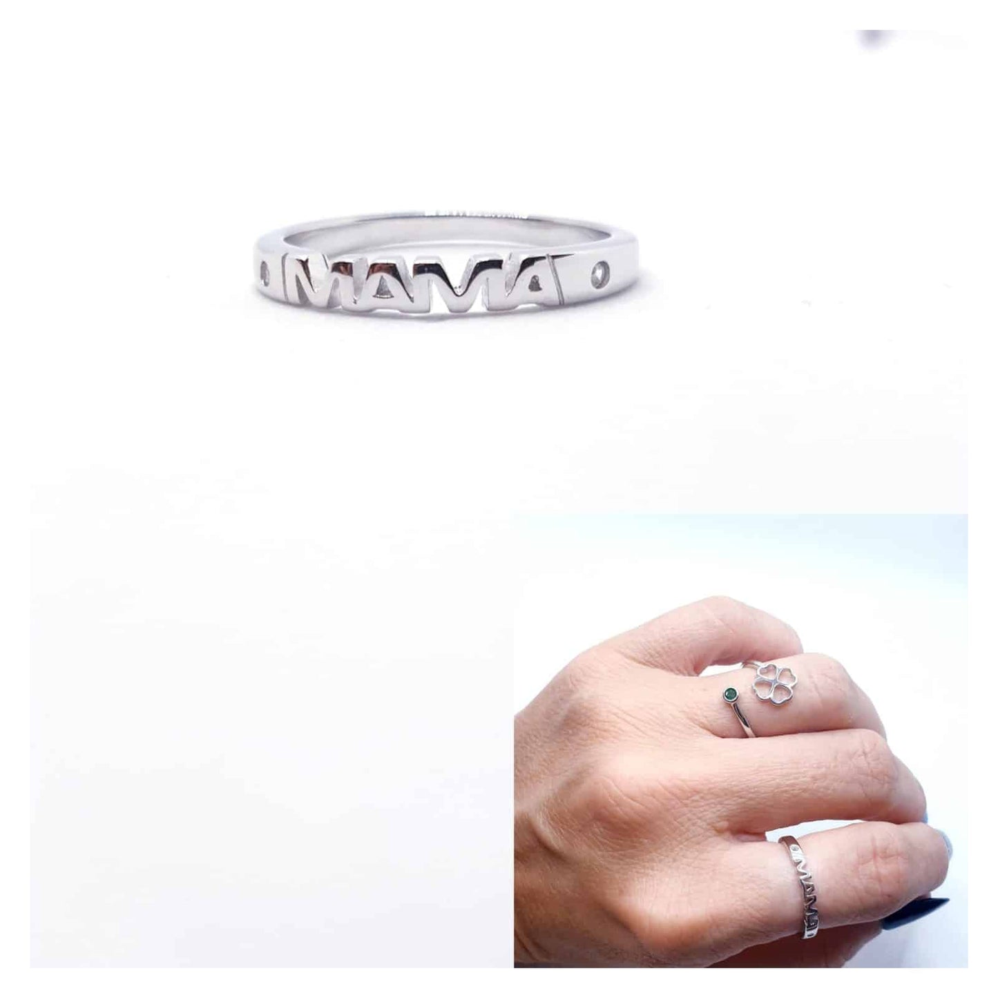 Anillo Mamá basic de plata de ley