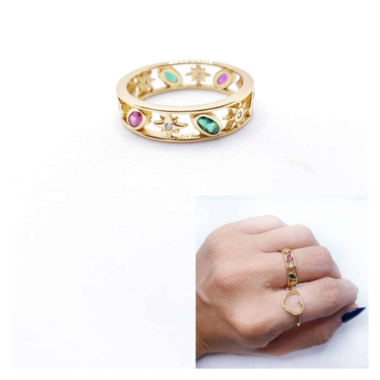 Anillo Magic de plata de ley con baño de oro de 14 quilates - Joyería Zafir