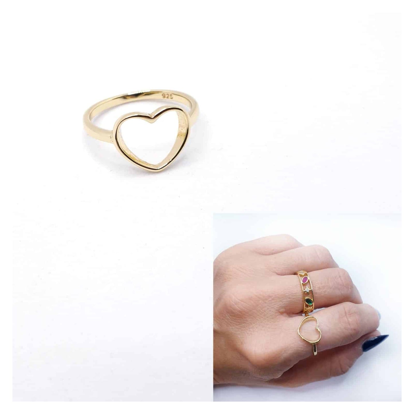Anillo corazón silueta oro de 14 quilates